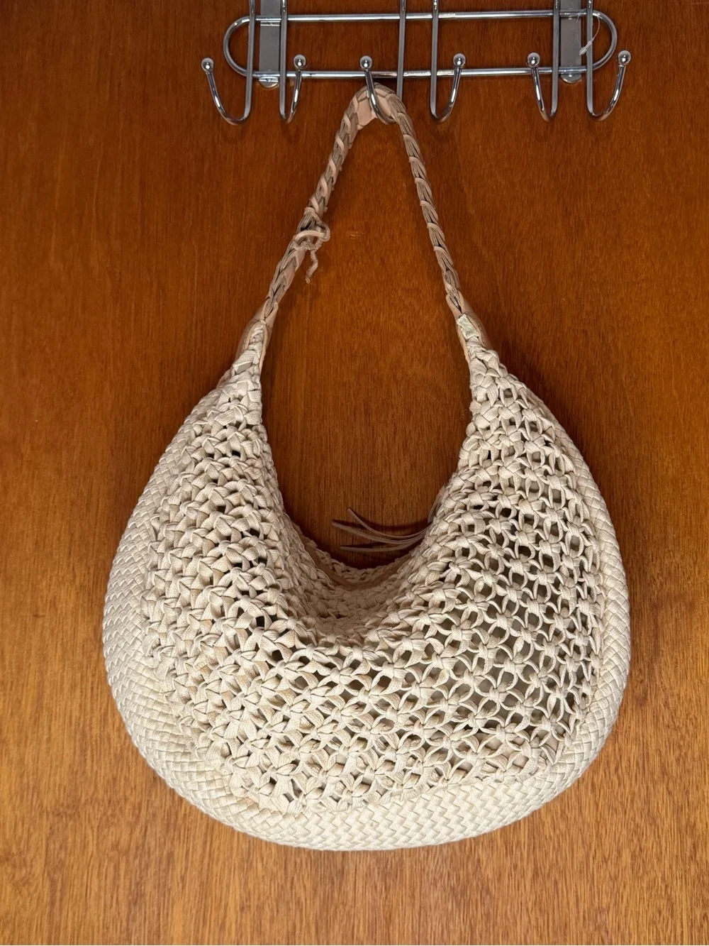 Talbots Cream Woven Straw Hobo